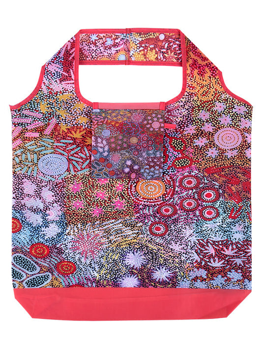 Grandmother's Country Aboriginal art recycled bottle shopping bag by Michelle Possum, Koh Living