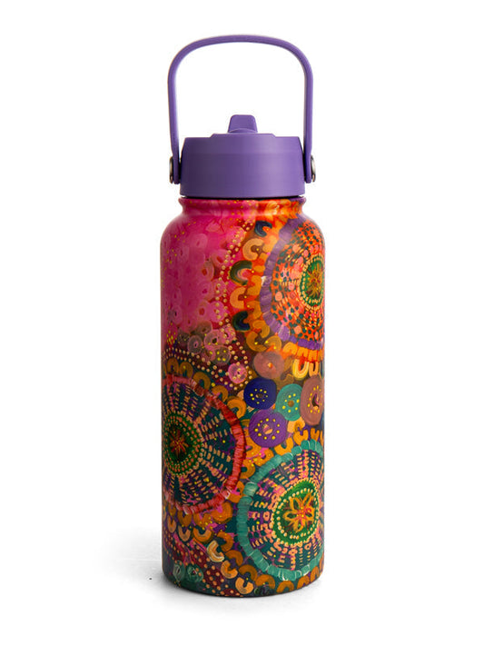 Each of Us Aboriginal art insulated water bottle by Jacinta-Rai Ridgeway-Maahs, Koh Living