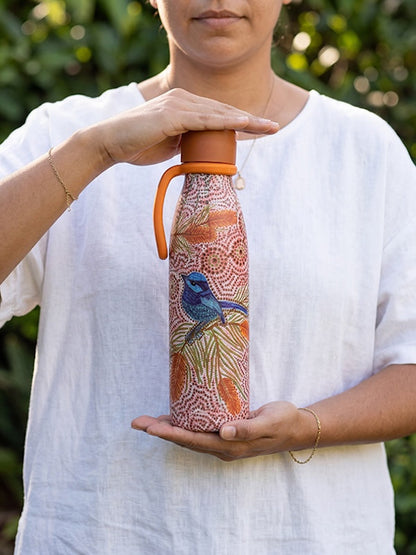 Blue Wren Aboriginal art insulated water bottle by Domica Hill, Koh Living (view 2)
