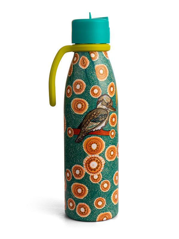Kookaburra Aboriginal art insulated water bottle by Domica Hill, Koh Living