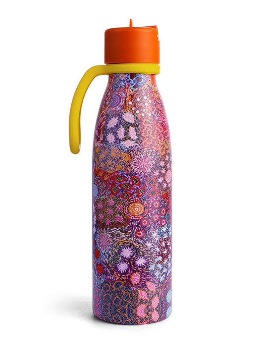 Grandmother's Country Aboriginal art insulated water bottle by Michelle Possum, Koh Living