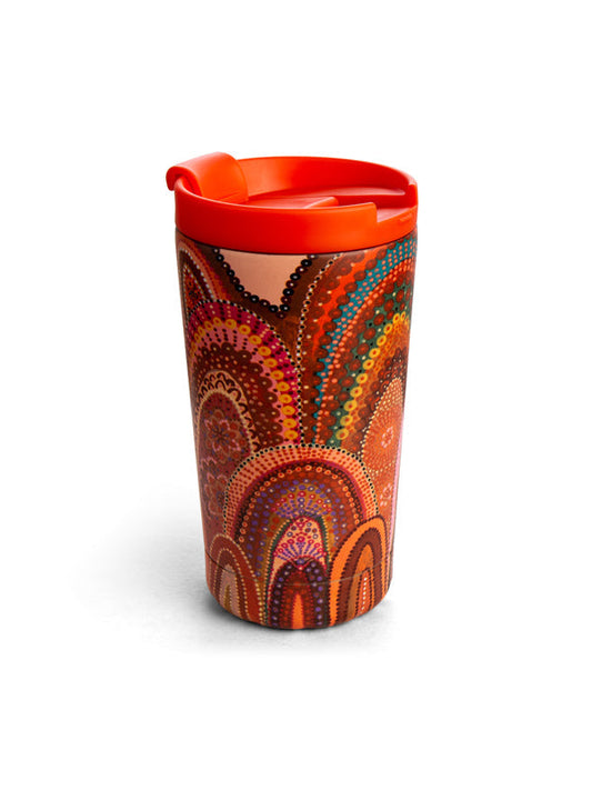 Home Aboriginal art stainless steel travel mug by Jacinta-Rai Ridgeway-Maahs, Koh Living