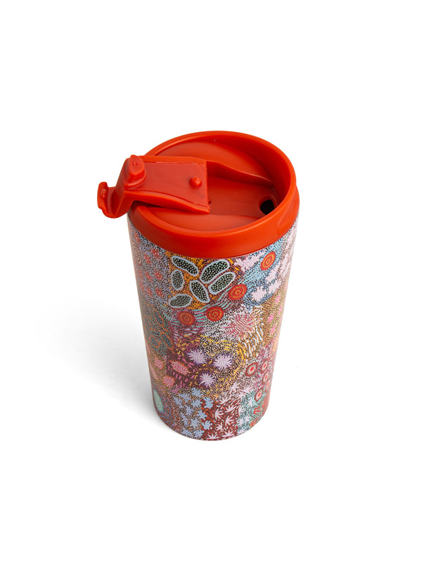 Grandmother's Country Aboriginal art stainless steel travel mug by Michelle Possum, Koh Living (view 5)