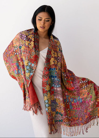 Wild Flowers Aboriginal art scarf by Pammy Foster, Koh Living