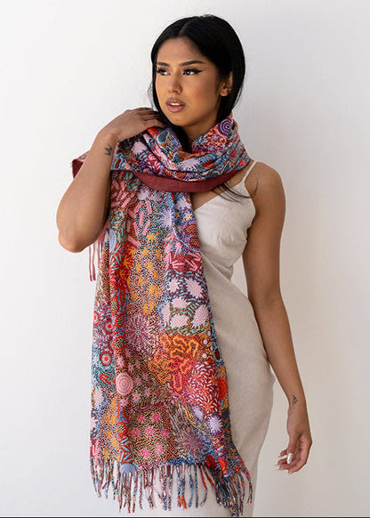 Grandmother’s Country Aboriginal art scarf by Michelle Possum, Koh Living