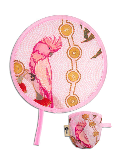 Spirit Being Aboriginal art twist foldable fan by Domica Hill, Koh Living