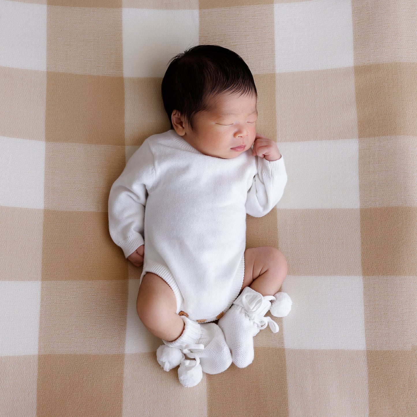 Ollie and Echo | Knitted Beige Romper
