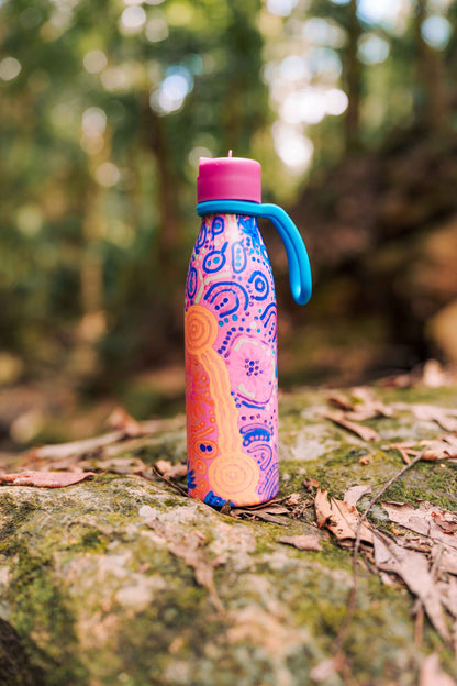 Women's Love Story Aboriginal art insulated water bottle by Khatija Possum, Koh Living (view 2)