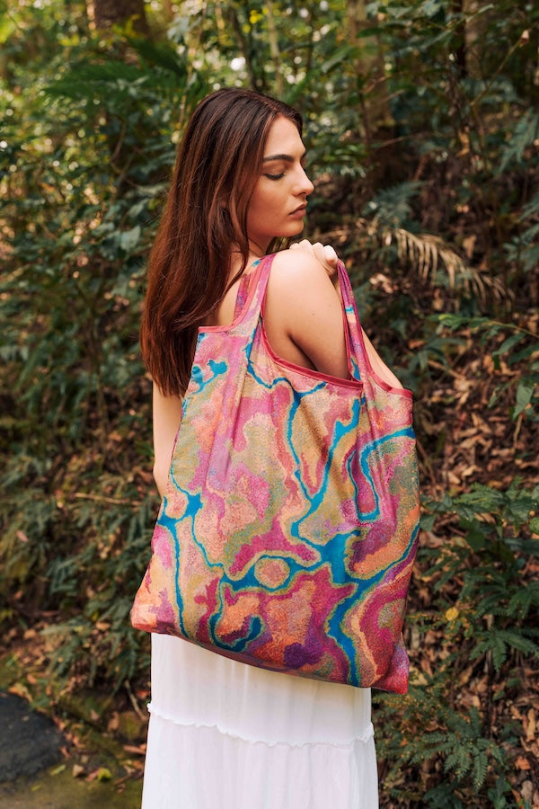 Pilbara Creeks Aboriginal art recycled bottle shopping bag by Allery Sandy, Koh Living (view 2)