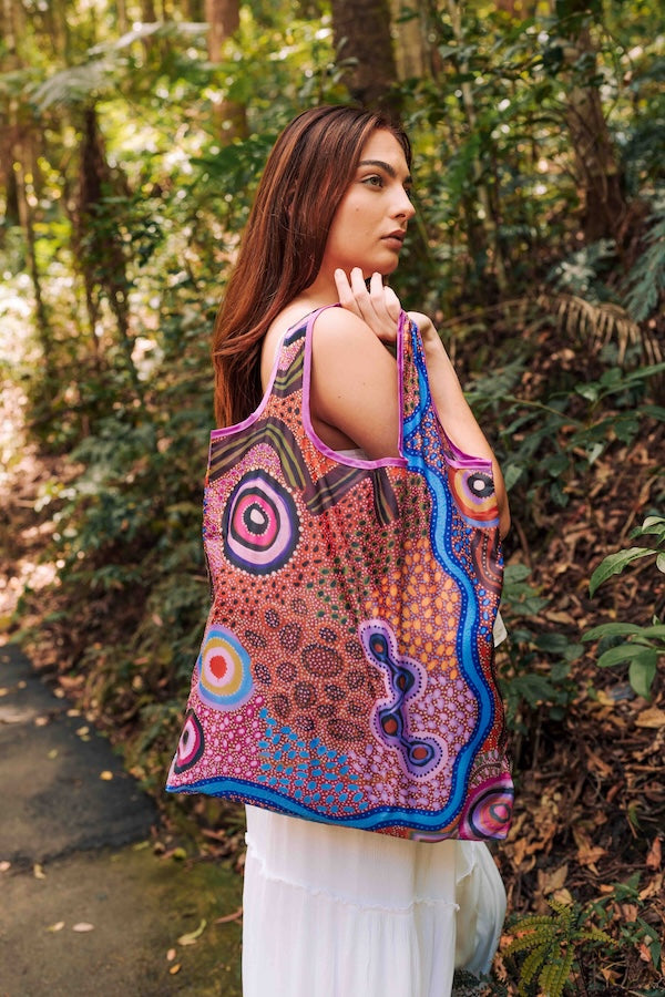 Our Country Aboriginal art recycled bottle shopping bag by Justina Willis, Koh Living (view 2)