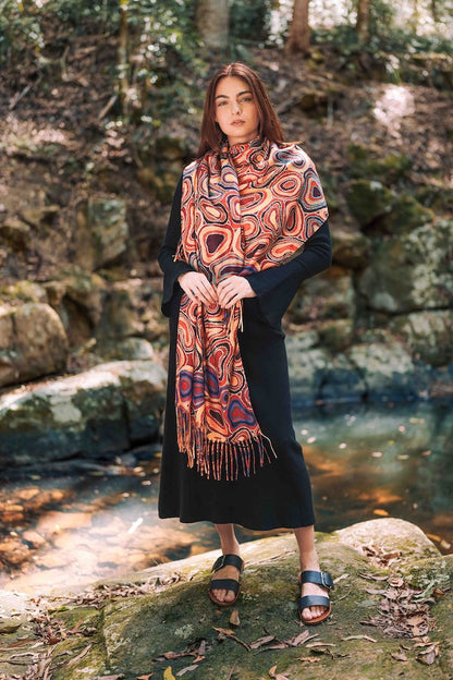 Dry Waterholes Aboriginal art scarf by Sheryl Hicks, Koh Living (view 3)
