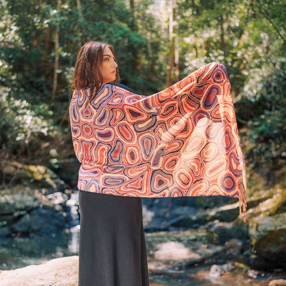 Dry Waterholes Aboriginal art scarf by Sheryl Hicks, Koh Living (view 2)