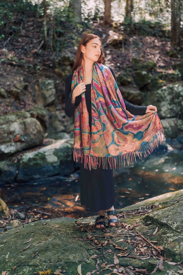 Pilbara Creeks Aboriginal art scarf by Allery Sandy, Koh Living (view 5)