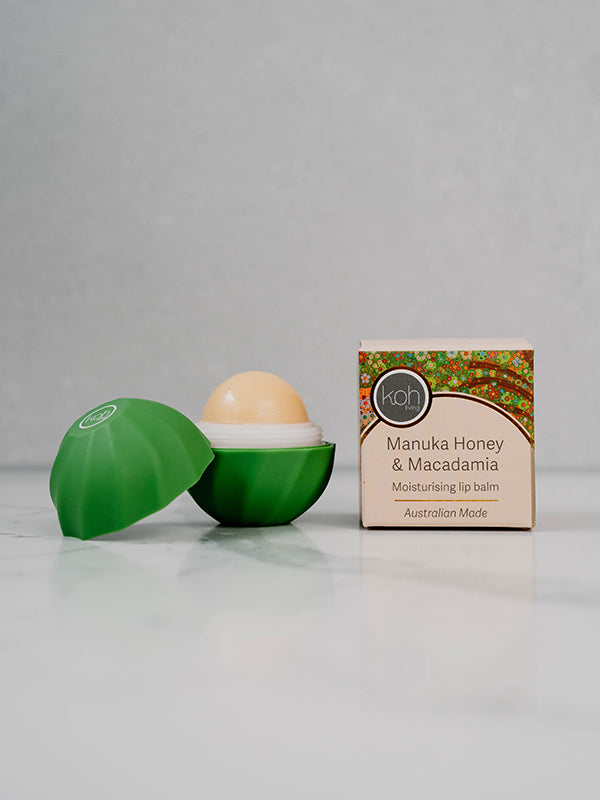 Manuka Honey & Macadamia lip balm with Tree of Life artwork by Jacinta-Rai Ridgeway-Maahs, Koh Living (view 5)