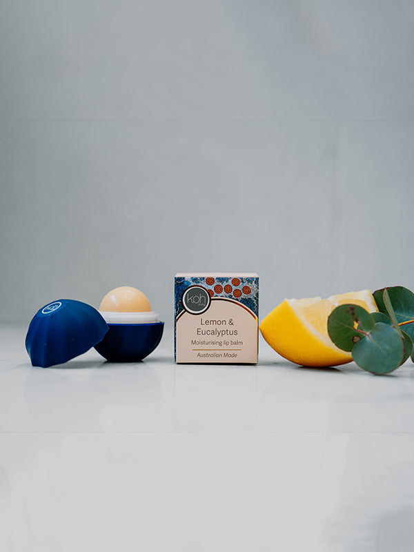 Lemon & Eucalyptus lip balm with Seven Sisters artwork by Khatija Possum, Koh Living (view 2)