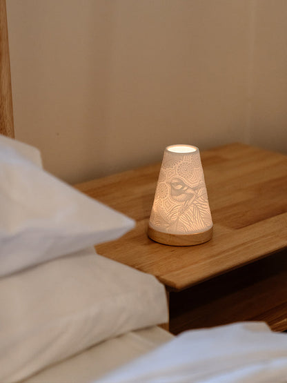 Blue Wren Minikin porcelain tealight lantern by Koh Living, artwork by Domica Hill (view 3)