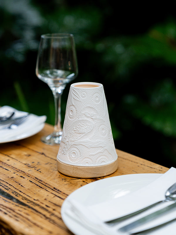 Kookaburra Minikin porcelain tealight lantern by Koh Living, artwork by Domica Hill (view 4)