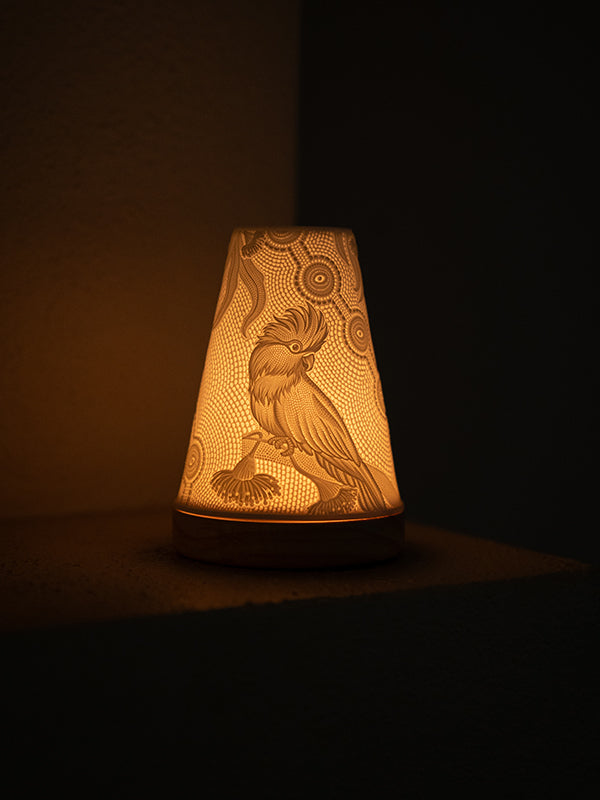 Spirit Being Minikin porcelain tealight lantern by Koh Living, artwork by Domica Hill (view 2)