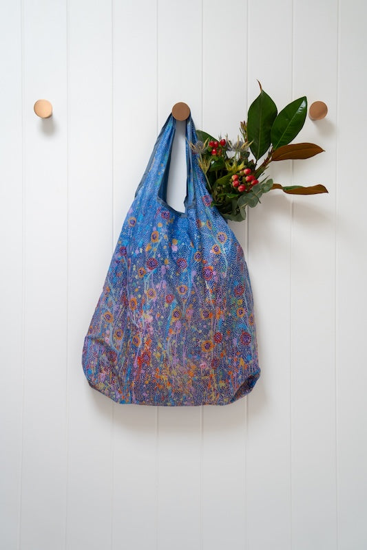Morning Mist Aboriginal art recycled bottle shopping bag by Marlene Harold, Koh Living (view 3)
