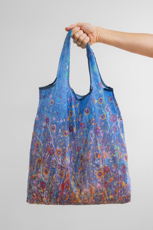 Morning Mist Aboriginal art recycled bottle shopping bag by Marlene Harold, Koh Living (view 4)