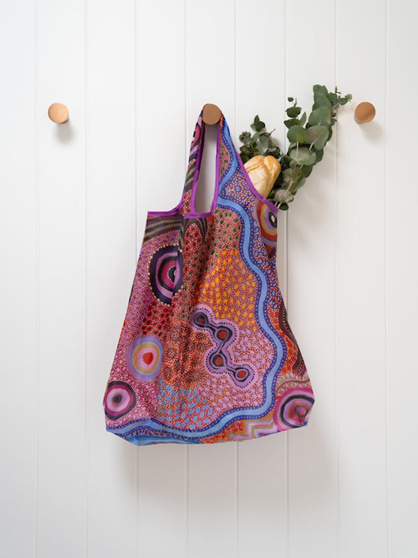 Our Country Aboriginal art recycled bottle shopping bag by Justina Willis, Koh Living (view 3)