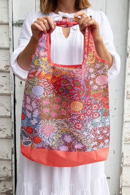 Grandmother's Country Aboriginal art recycled bottle shopping bag by Michelle Possum, Koh Living (view 2)