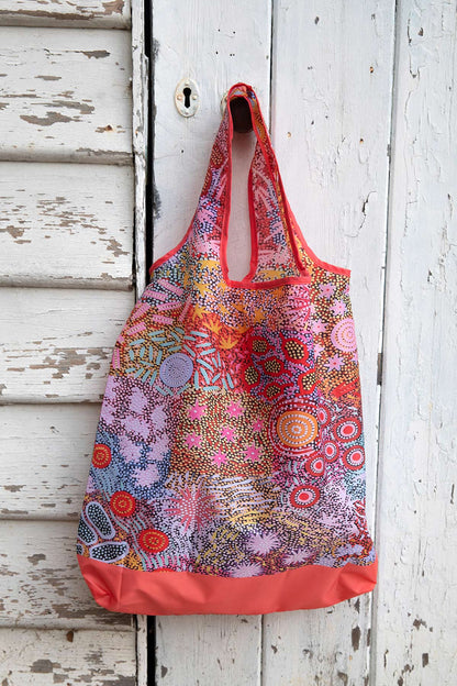 Grandmother's Country Aboriginal art recycled bottle shopping bag by Michelle Possum, Koh Living (view 3)