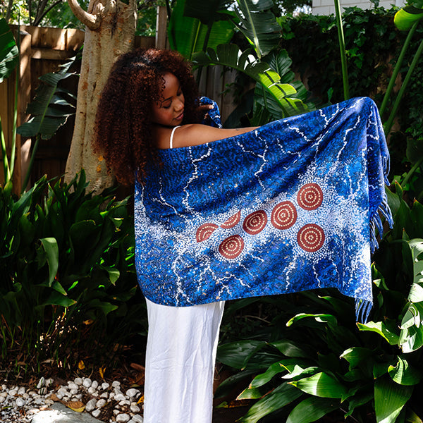 Seven Sisters Aboriginal art scarf by Khatija Possum, Koh Living (view 3)