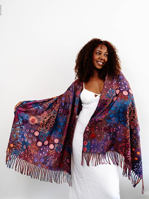 Women’s Dreaming Aboriginal art scarf by Khatija Possum, Koh Living (view 2)