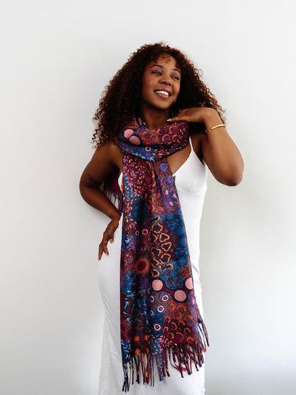 Women’s Dreaming Aboriginal art scarf by Khatija Possum, Koh Living