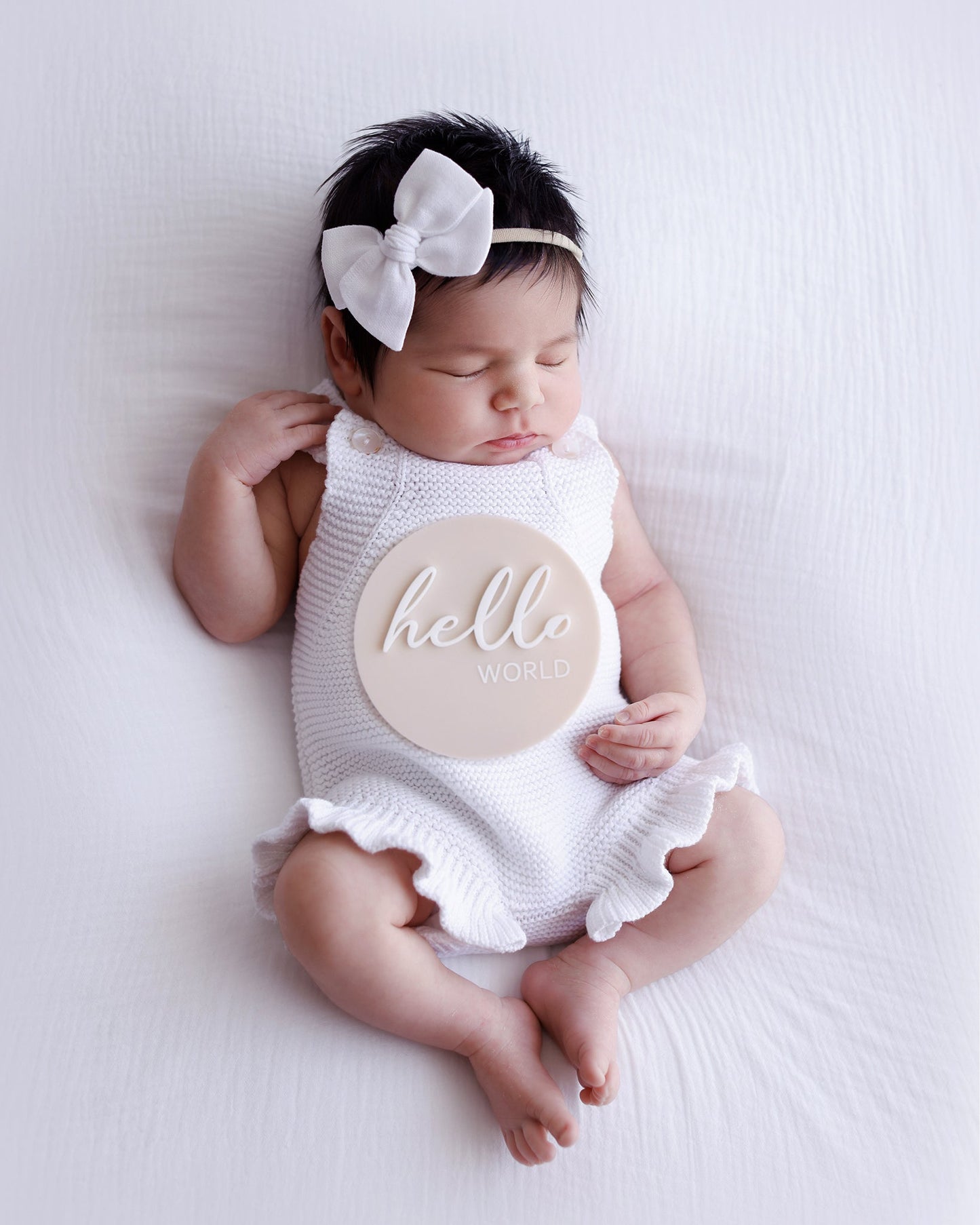 Ollie and Echo |  Hello World Announcement Disc Beige