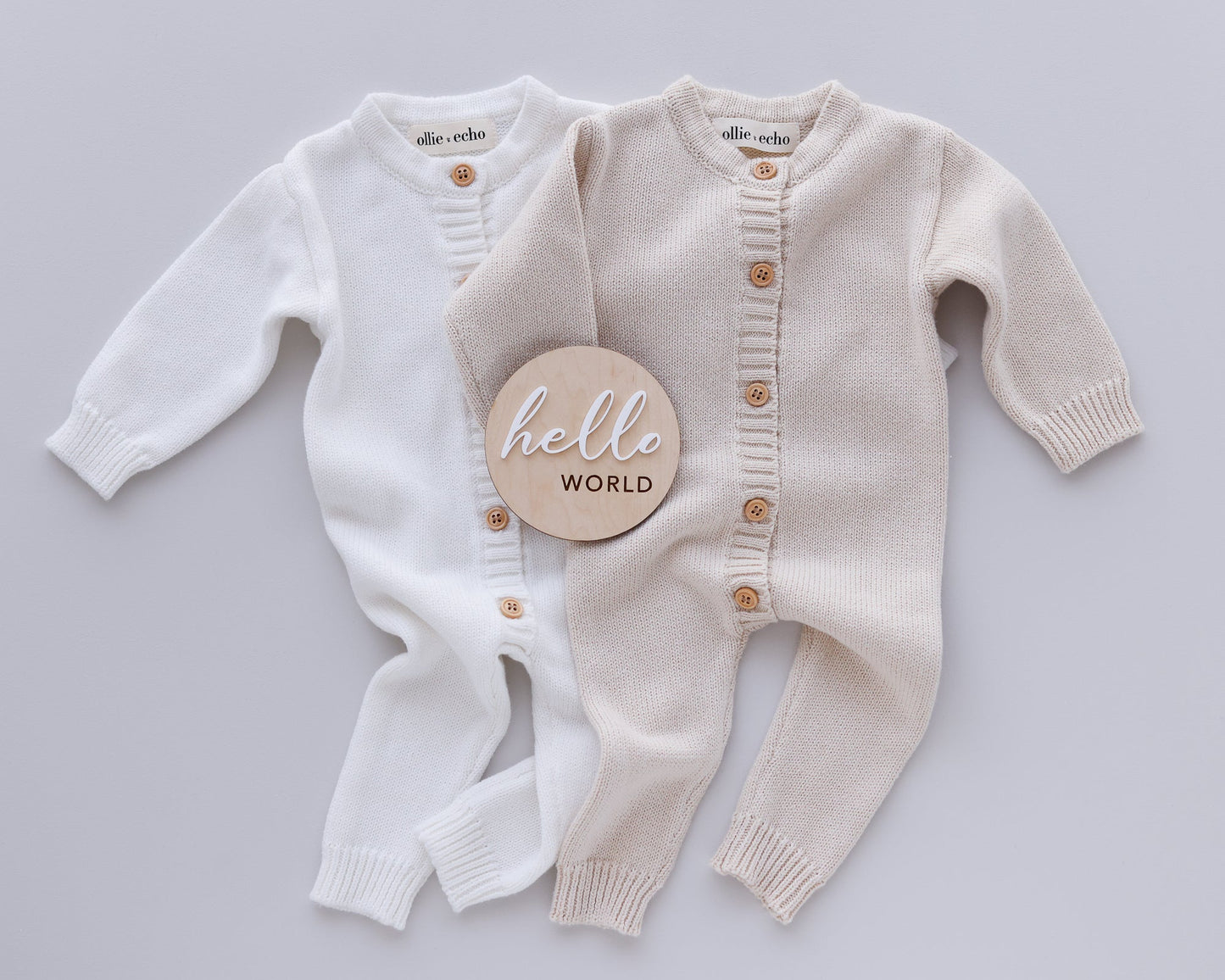 Ollie and Echo | Knitted Beige Romper
