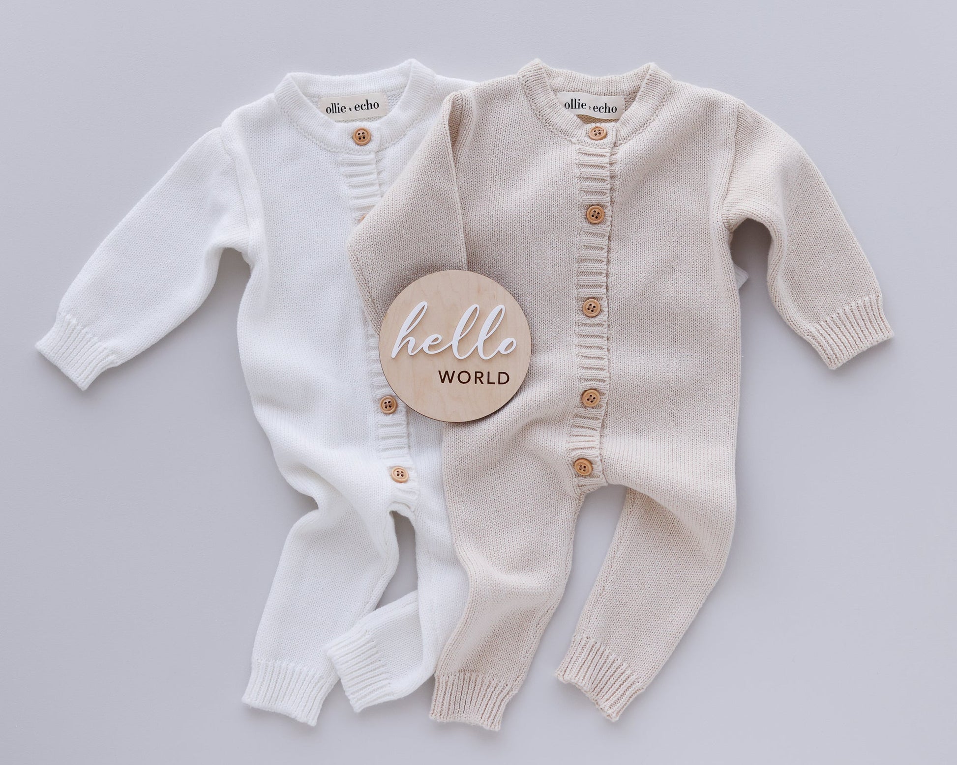 Ollie and Echo | Knitted White Romper