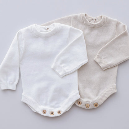 Ollie and Echo | Knitted Beige Romper