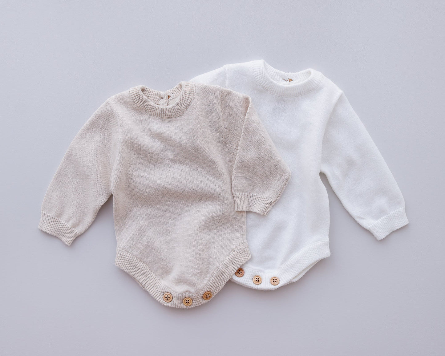Ollie and Echo | Knitted Beige Romper