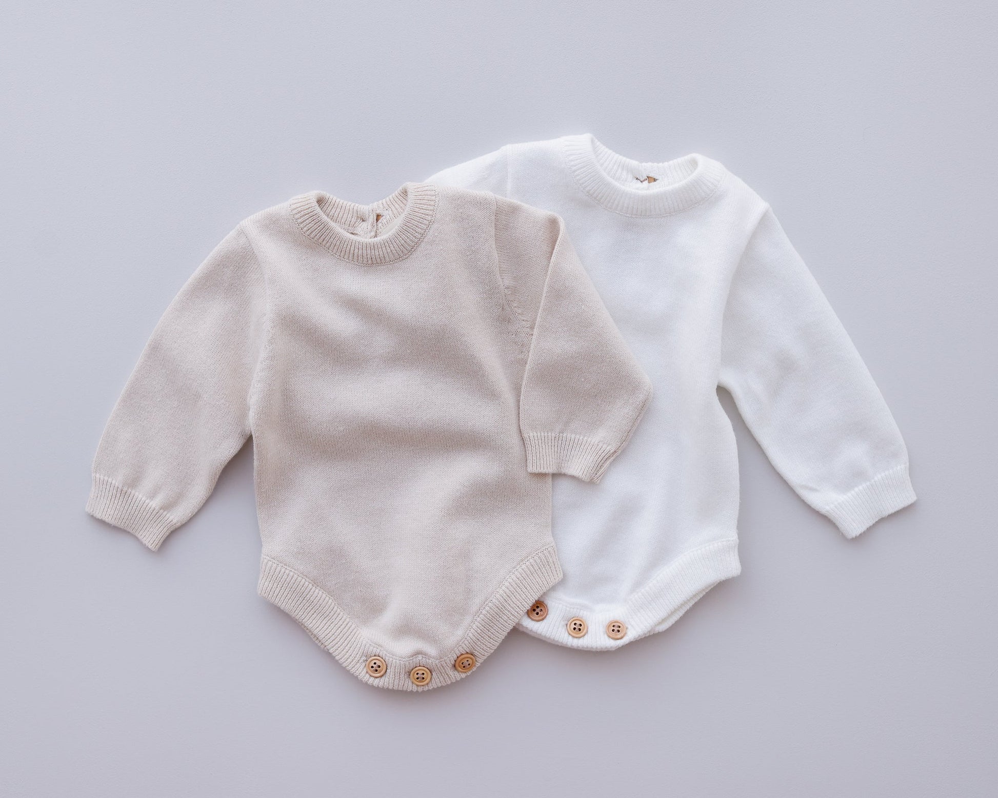 Ollie and Echo | Knitted Beige Romper