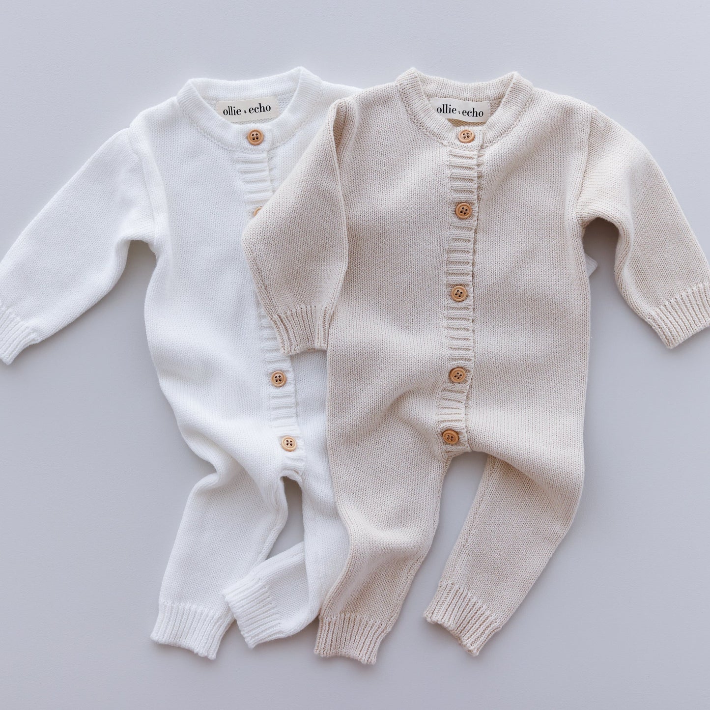 Ollie and Echo | Knitted Beige Romper