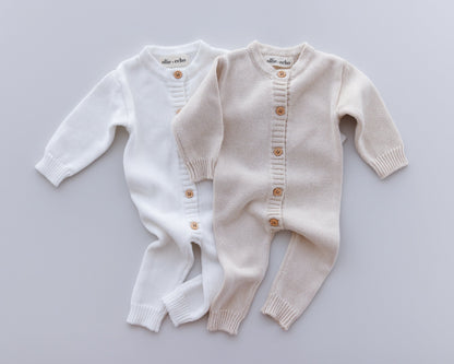 Ollie and Echo | Knitted White Romper