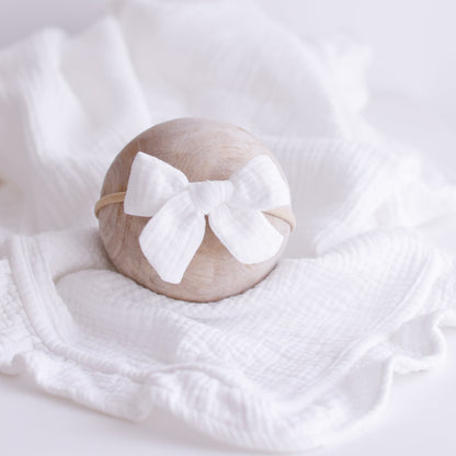 Ollie and Echo | White Muslin Baby Bow