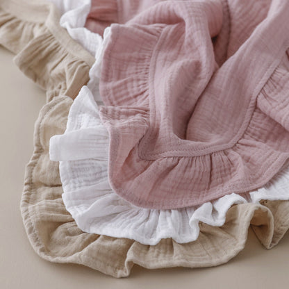 muslin cotton frill edge swaddle