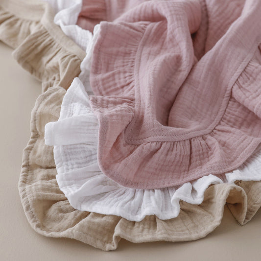 muslin cotton frill edge swaddle