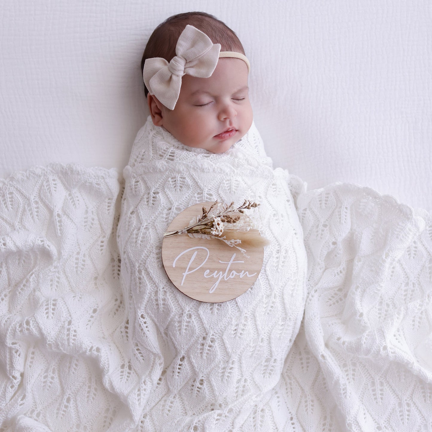 Ollie and Echo | Knitted White Baby Photography Blanket