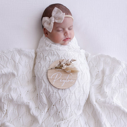 Ollie and Echo | Knitted White Baby Photography Blanket