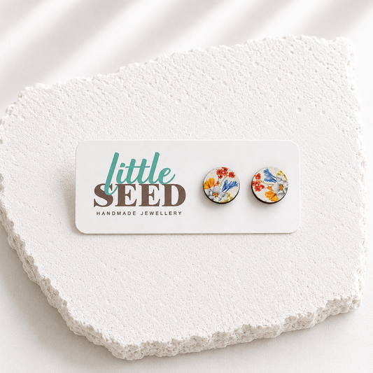 Wooden Stud Earrings Wildflower