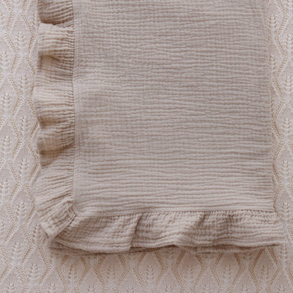 Ollie and Echo | Cotton Muslin Frill Swaddle Beige