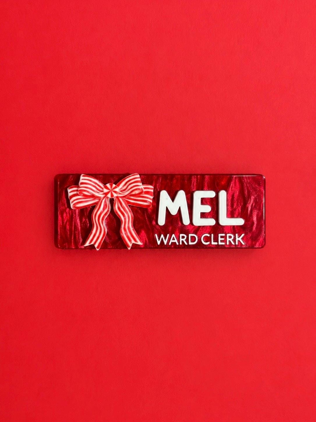 Personalised Christmas work name badge with job title