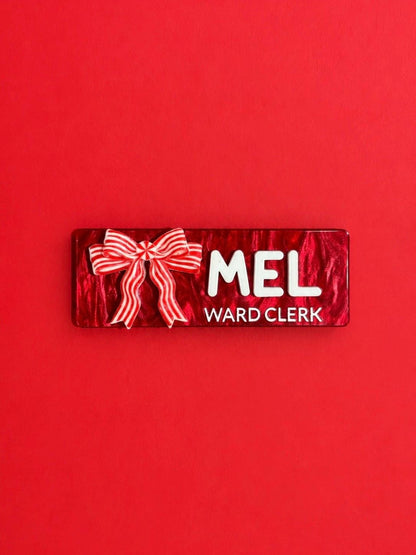 Personalised Christmas work name badge with job title